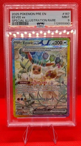 2025 Pokemon Prismatic Evolutions Eevee ex #167/131 PSA 9