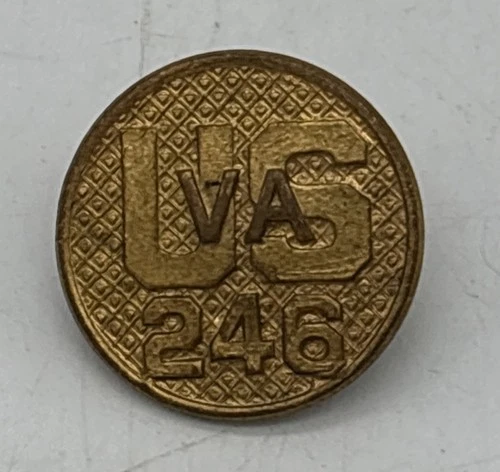 WW1 Military Virgina  VA 246 Coast Artillery Uniform Collar Pin Button