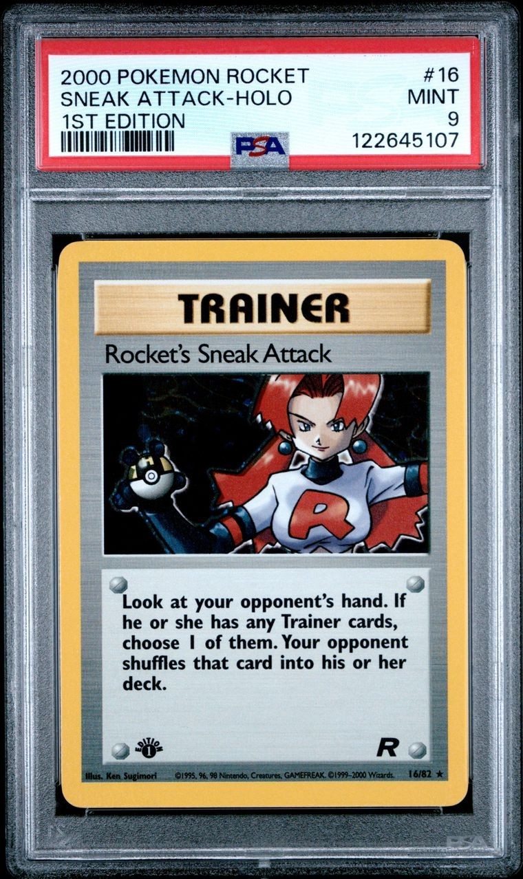 Rocket's Sneak Attack 1st Edition PSA 9 - Rocket Pokémon TCG Graded 16/82