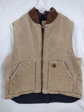 Carhartt Duck Men's Quilted Vest, Distressed Size XL - Carhartt Brown