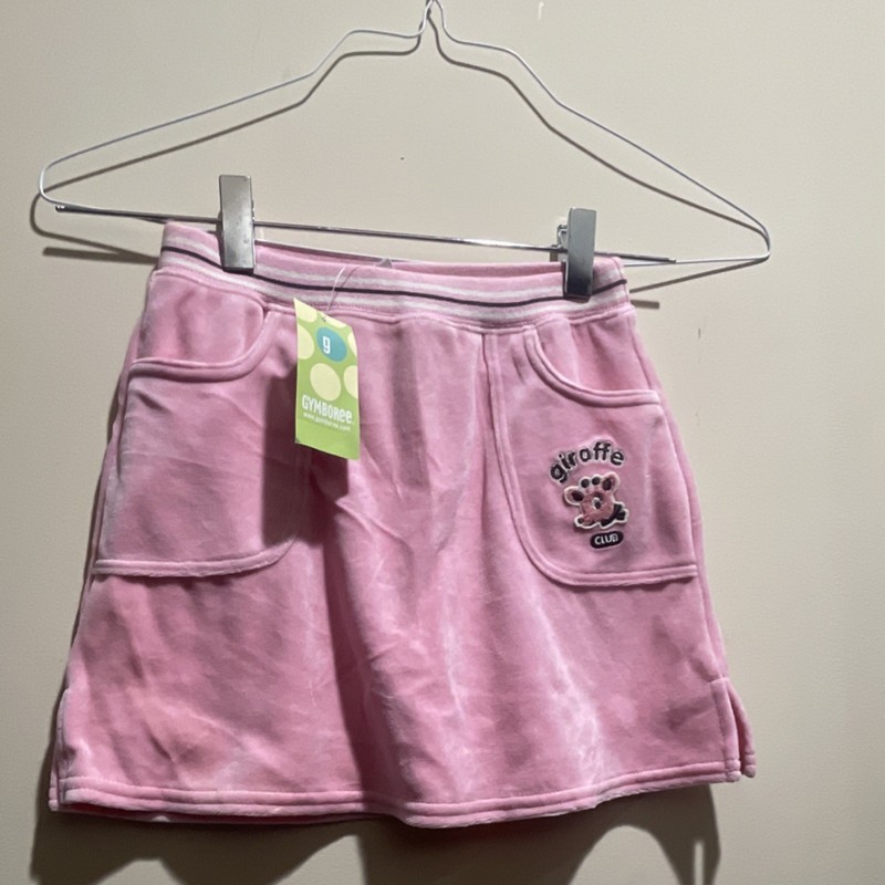 Gymboree Girls Size 7 Pink Velour A-Line Short Skirt Pull-On Giraffe Club