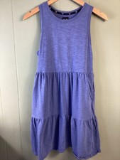 Gap Maxi Dress Size S Tank Top Tiered Skirt Pockets Cottagecore Boho Blue Beach