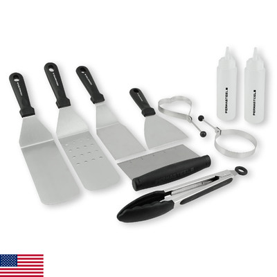 Permasteel 10-Pc Griddle Accessories Kit for Flat Top Grills, Outdoor Tool Set w