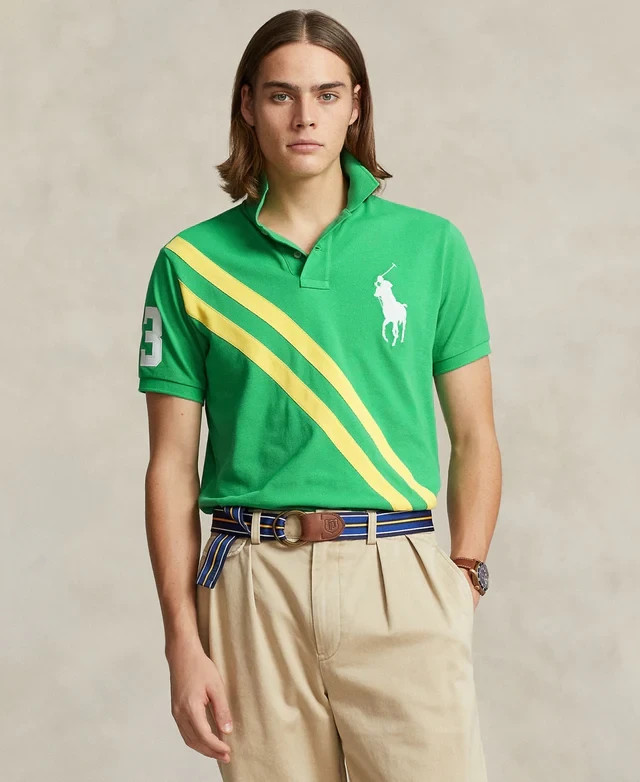 POLO RALPH LAUREN Green Polo Shirt Big Pony Tiller Cotton Custom