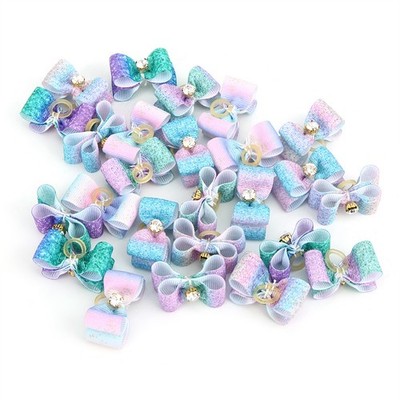 25Pcs Pet Gradient Ramp Hair Bowknot Bows Grooming Accessories For Cat Medium