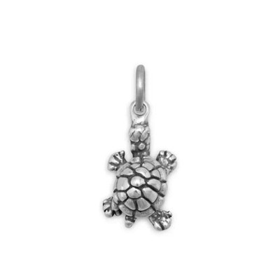 925 Sterling Silber Oxidiert 3D Kleine Schildkröte Charm für Armband Halskette Neu