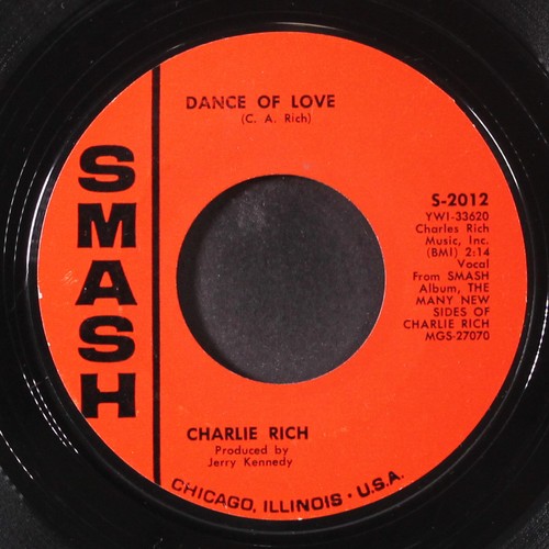 CHARLIE RICH: i can't go on / dance of love SMASH 7" Single 45 RPM - Picture 2 of 2