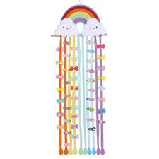 Long Bow Holder for Girls Baby Rainbow Color Clouds Hair Bows Clip Organizer ...