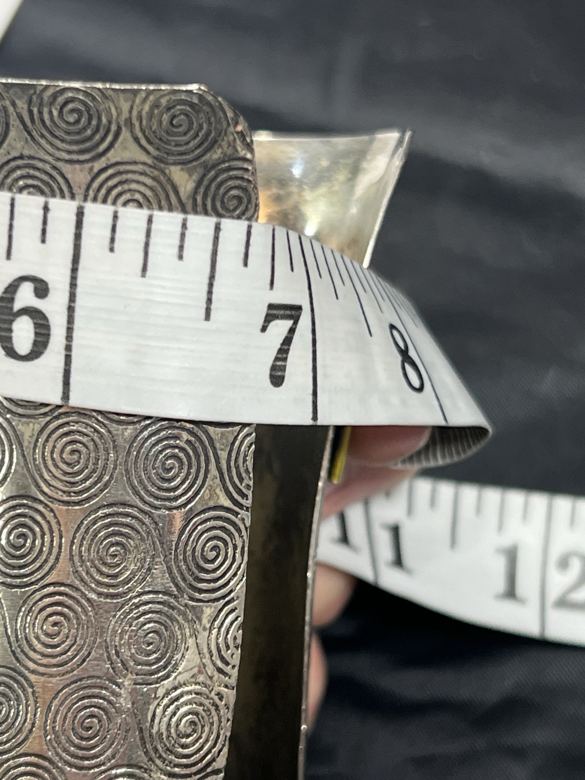 Tooled Statement Cuff Bracelet Silver Black Metal… - image 12