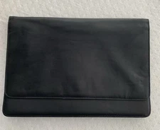 Daytimer Portfolio Vintage Black Leather Folder Folio Clean 15” x 10-1/2” In EUC
