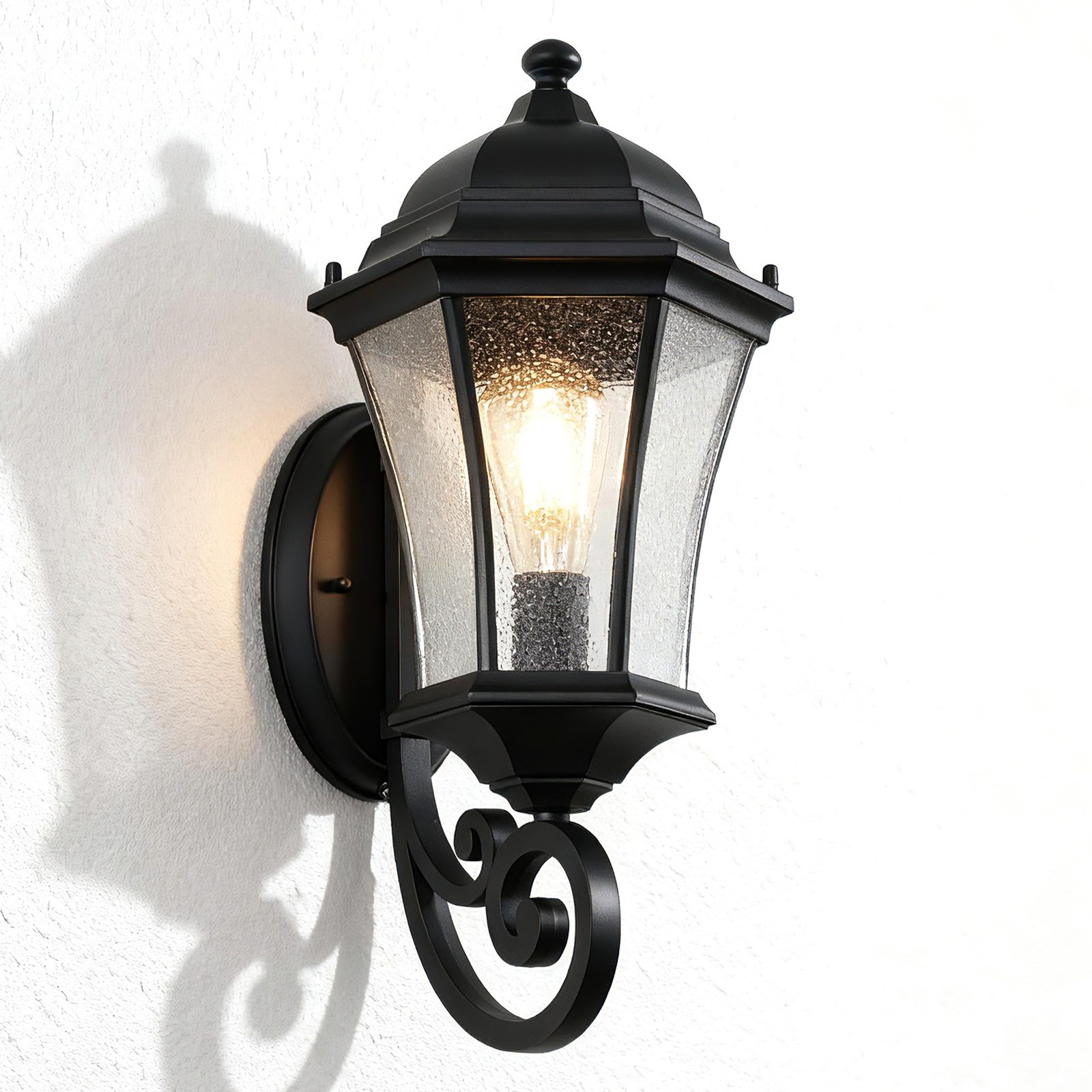 Wall Light Outdoor 20'' Modern Bubble Glass Dusk to Dawn Porch Sconce Fixture UL
