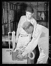 Columbia, South Carolina. Air Service Command. Testing gas masks at a chemical