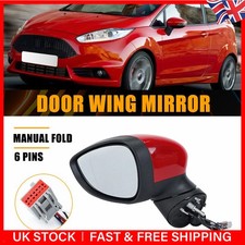 Red For Ford Fiesta MK7 2013-17 Passenger Left Side Wing Mirror Electric Heated