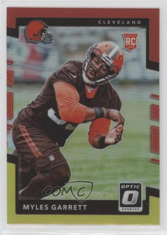 2017 Donruss Optic Rookies Red and Yellow Prizm Myles Garrett #106 Rookie RC o8g