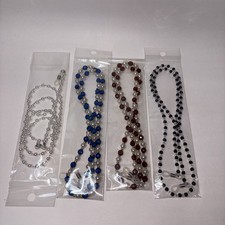 Eyeglass Beaded Holders Chains Set of 4 Blue Red Black White Gold Tone