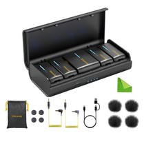 iRay DW40 Wireless Lavalier Microphone with Four Transmitters Charging Case A...