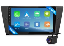 For BMW 328i 2006-2011 E90 9" QLED Android Car Stereo CarPlay 6+64 Backup Camera
