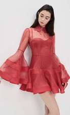 $1650 Zimmermann Runway S‘26 Rebellion Lantern Red  Silk Tulle Mini Dress Sz 6