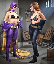 Batgirl vs Catwoman  11 x 14   Photo Print