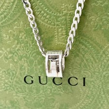Gucci 925 G Logo Necklace Pendant Silver OT612 Accessory Cutout