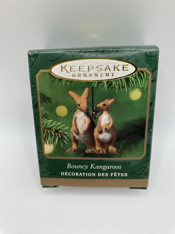 2001 Hallmark Keepsake Miniature Ornament BOUNCY KANGAROOS- NEW- READ