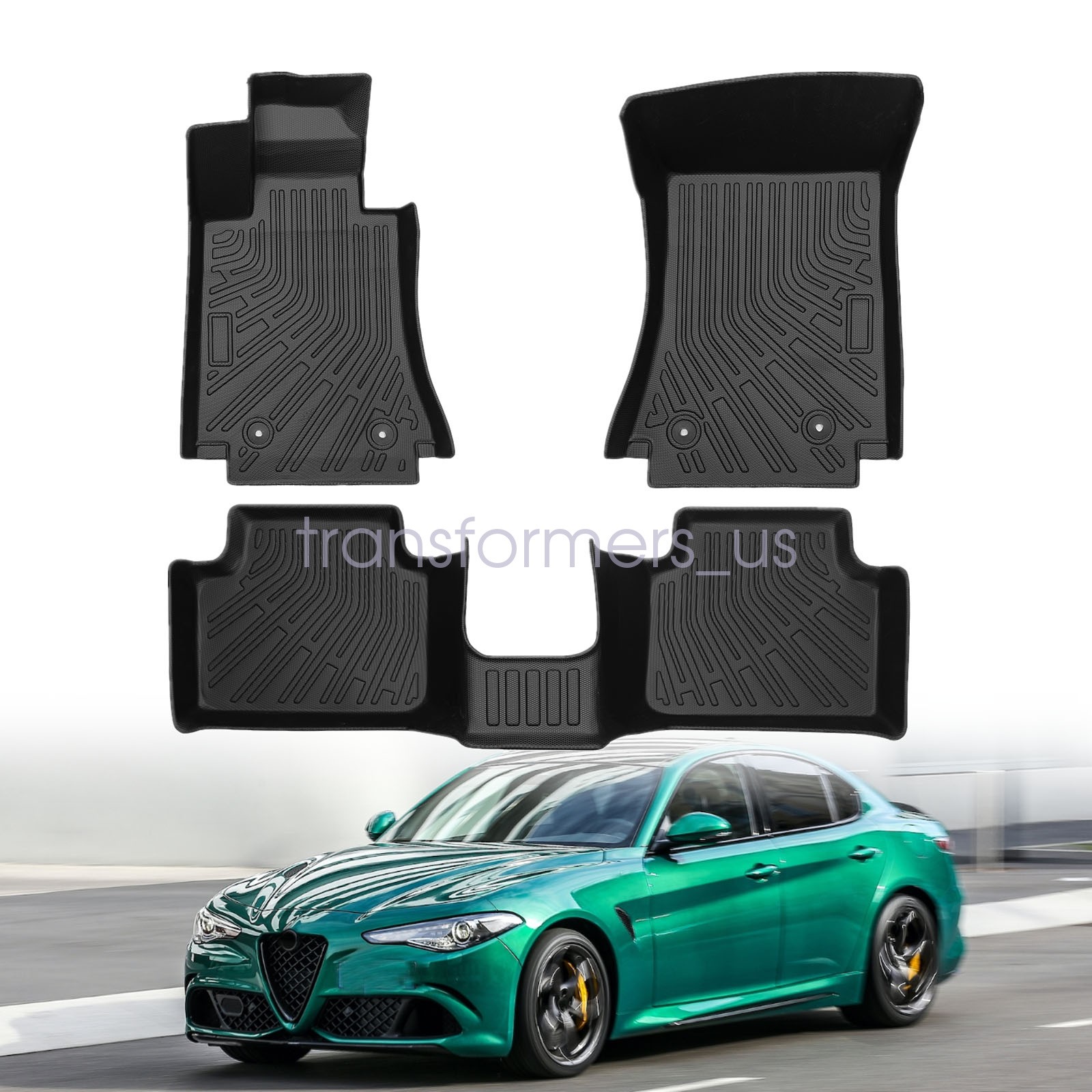 TPE 3D Model Floor Mats Liners For 2017-2025 Alfa Romeo Giulia AWD All-Weather
