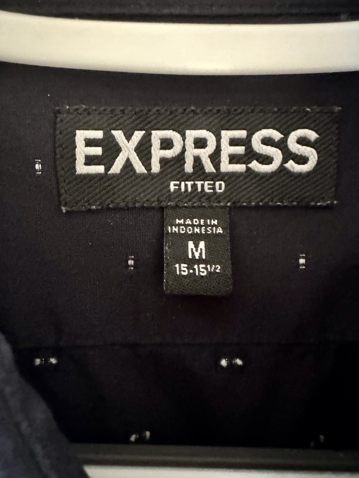 Express M Black Dot Pattern Fitted Long Sleeve Bu… - image 5