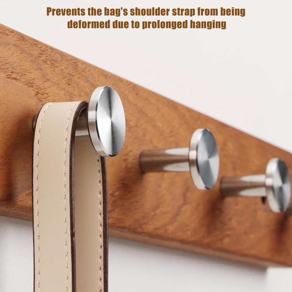 Perchero montado en la pared con distancia de orificio de montaje de 12 pulgadas, madera de teca natural... Foto 3 de 4