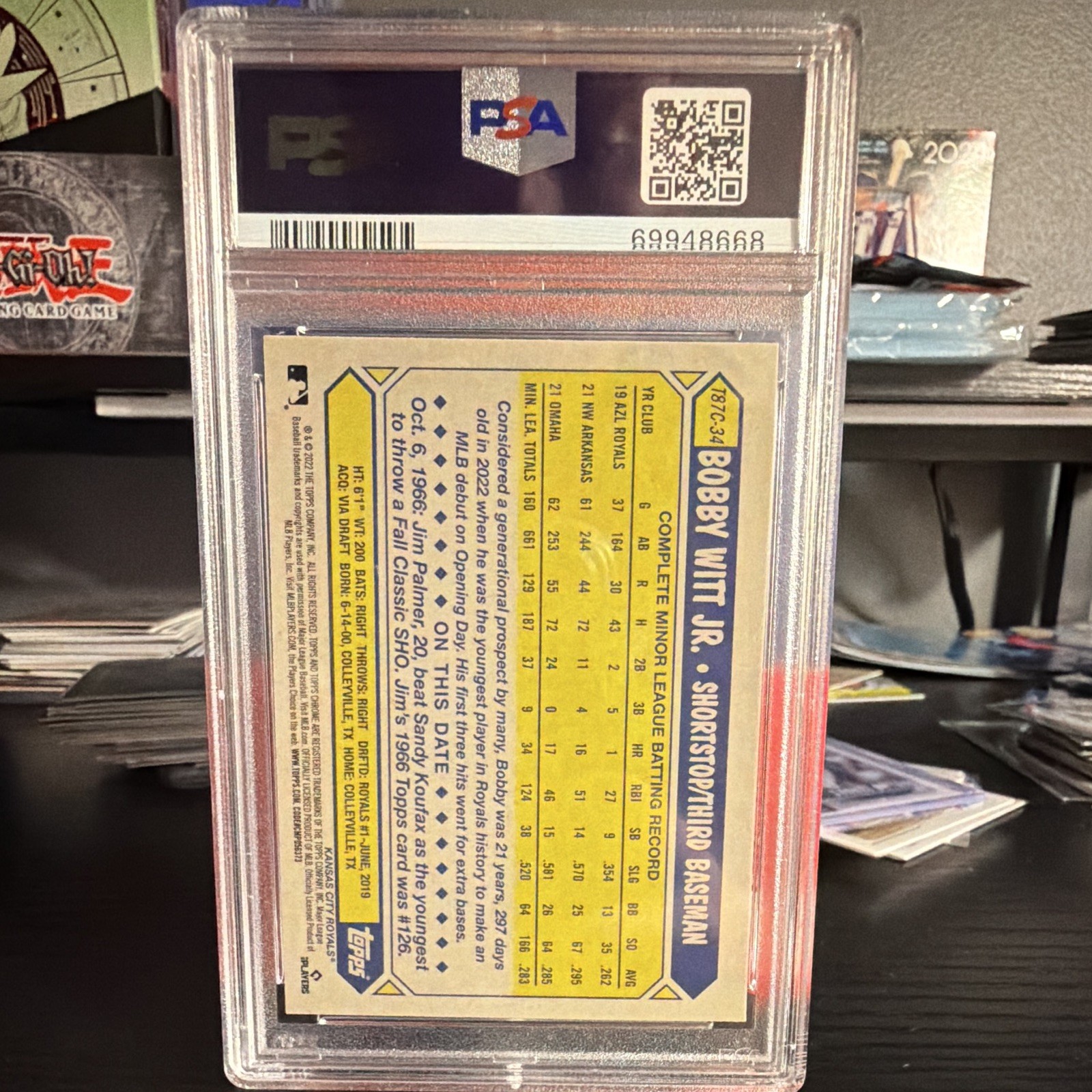Topps 2022 Silver Pack Update 1987 Chrome Rookie #T87C-34 Bobby Witt Jr. PSA 8 view 2