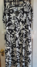 Fred David Women's Black White Floral Short Sleeve Maxi Dress Plus Size 2X NWT