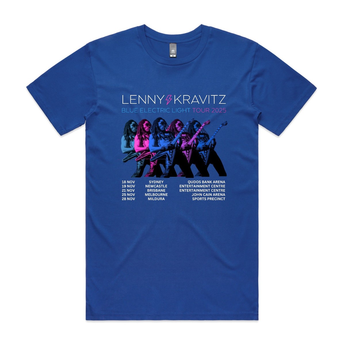 Lenny Kravitz concert Tshirt, Blue Electric Light Australia Tour T