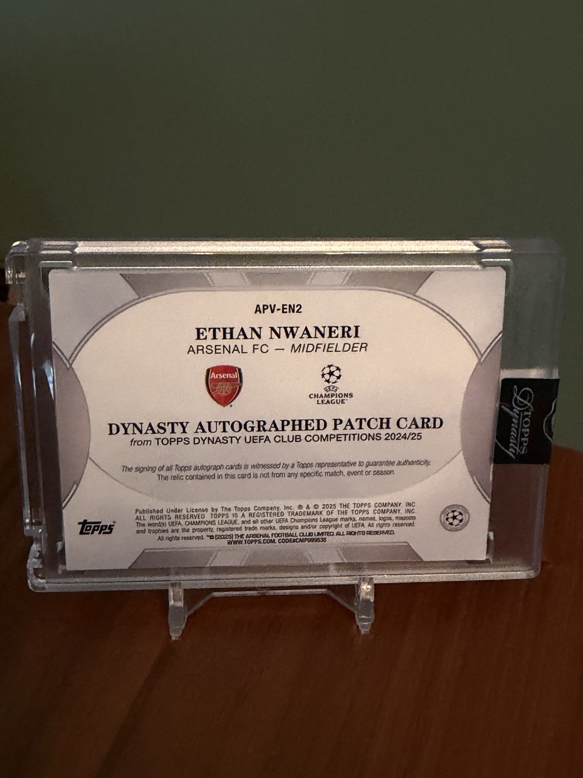 2024-25 Topps Dynasty UEFA Ethan Nwaneri RC Patch Autograph Auto 07/10 SEALED view 3