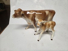 Porcelain Jersey Cow And Calf By Robert Simmons 1977  