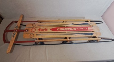 Vintage Paris Champion Fastback 59'' Wood Metal Sled