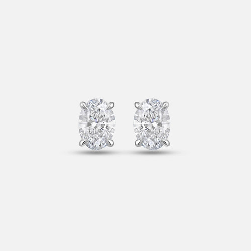Oval Stud earrings - 14k  White gold - 1.43 Total ct. Diamond (Lab-grown)