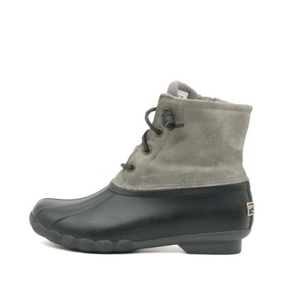 Sperry Damen STS81732 Stiefeletten Grau Schwarz Leder Boot Schnürstiefel EU 37