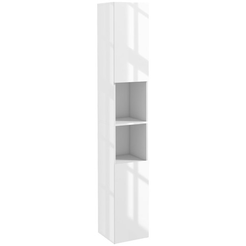 kleankin High Gloss Bathroom Floor Cabinet Storage Cupboard with Doors - Picture 1 of 9