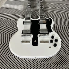 White SG Double Neck Electric Guitar 12+6 String HH Pickup 20 frets Simple style