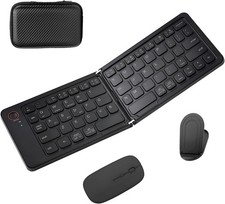 Foldable Keyboard Mouse Combo Bluetooth Portable for iPad Tablet Laptop
