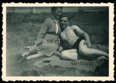 Blonde Young Man in Swim Trunks - 1930s - Jungmann - Photo 9x6cm