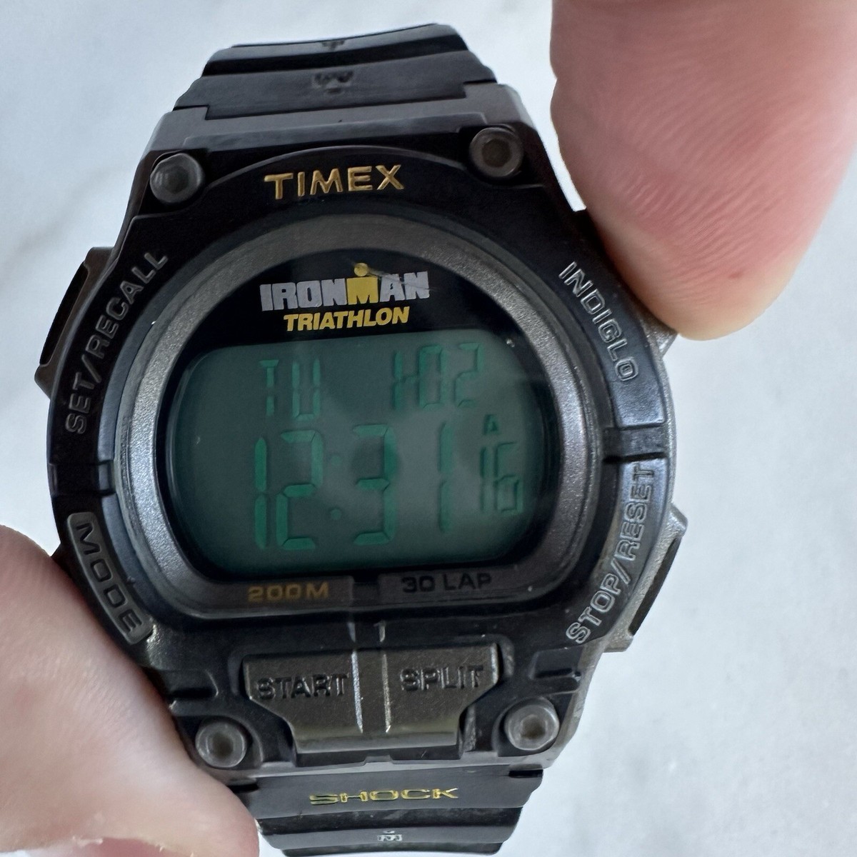Timex Ironman Triathlon Shock Digital Watch Black 200M 30 Lap