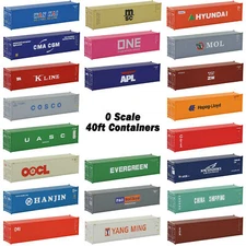 3pcs O Scale 40ft 1:48 Freight Container 40' Shipping Container Cargo Box