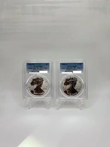 2021 Reverse Proof American Silver Eagle Designer Set Type 1 & 2 PCGS PR69