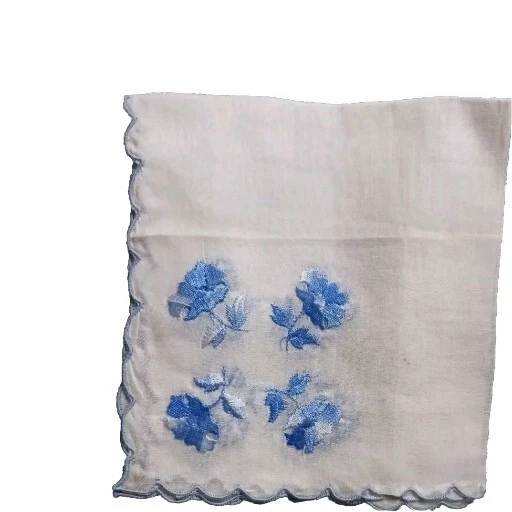 Lote De 12 Pañuelos Vintage Blancos Damas Bordes Crochet 3- Esquina Floral  Foto 3 de 4