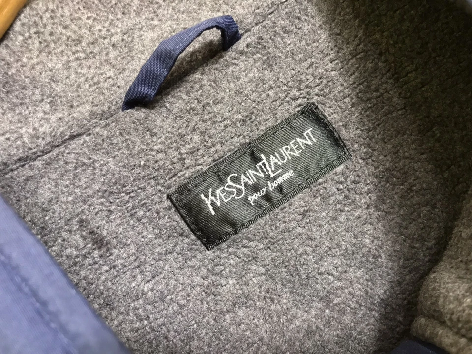 Chaqueta De Colección Yves Saint Laurent Azul Marino Logo YSL Hombres Vellón Foto 3 de 4