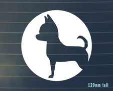 Dog Car Sticker - Chihuahua Bumper Sticker Vinyl WHITE window laptop