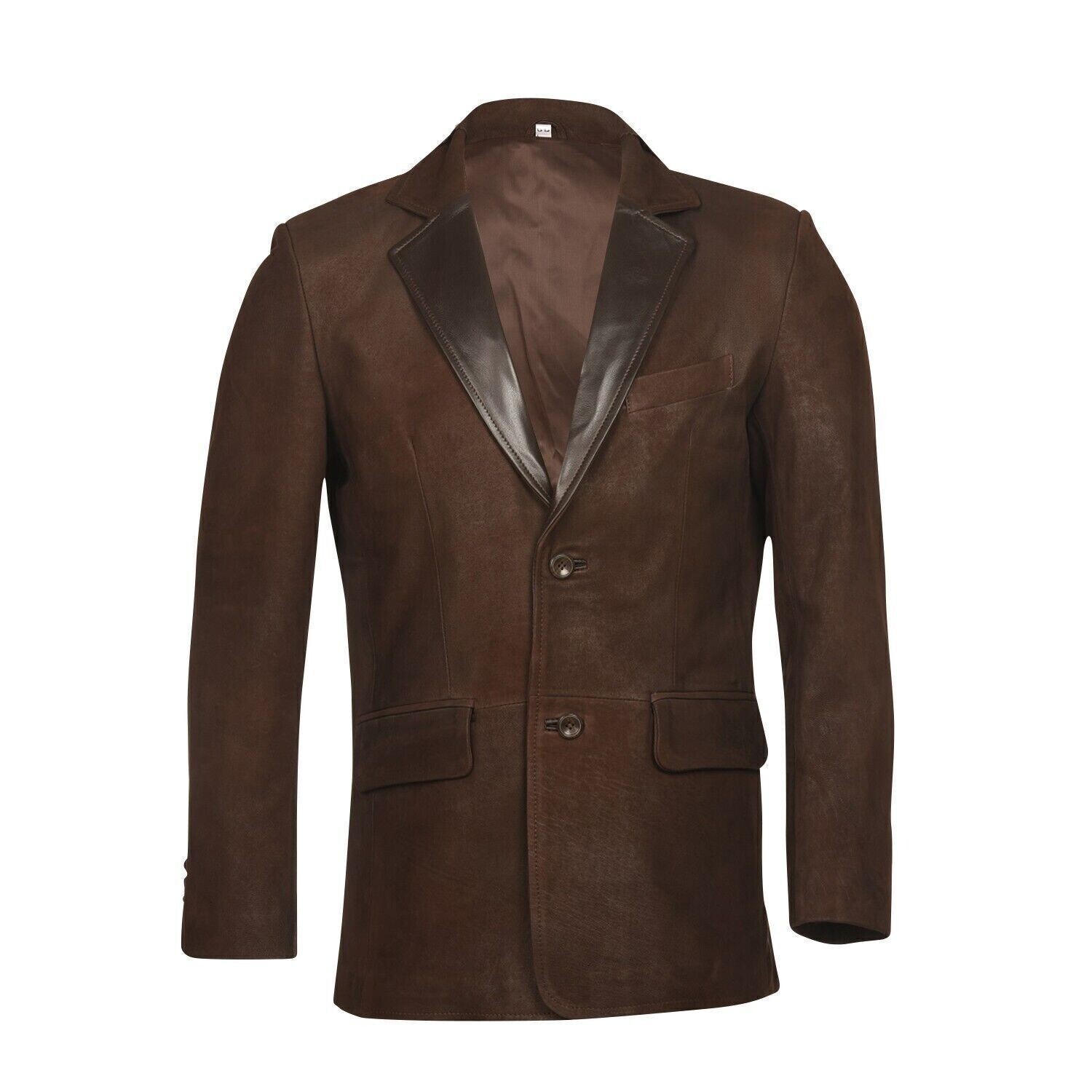 Men's Brown Genuine Suede Leather Casual Blazer Jacket Coat