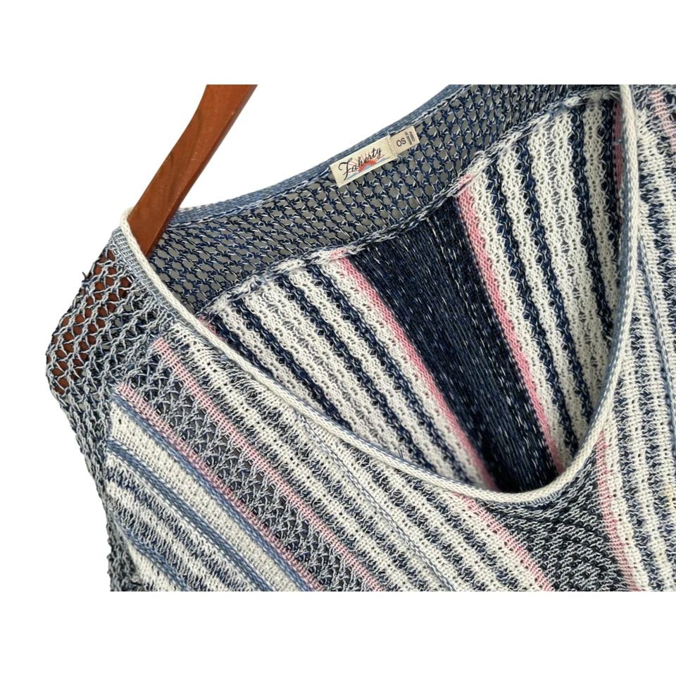 Túnica FAHERTY Tejida a Rayas Algodón Cachemira Top Encubrimiento Cuello en V - Talla Única Foto 3 de 4