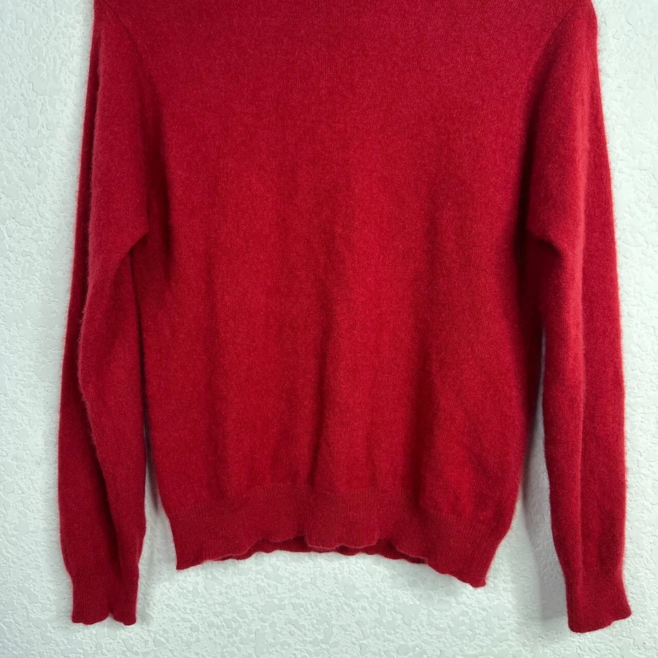 Suéter Paiti Woolens Co para Mujer S Rojo Cachemira Manga Larga Cuello Simulado Preppy Foto 4 de 4