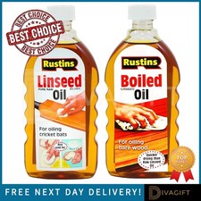 Image of RUSTINS PURE NATURAL RAW LINSEED OIL  & BOILED OIL FOR OILING CRICKET BATS WOOD